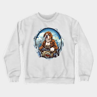 A vintage-style Physician English Bulldog t-shirt design with an image of the dog wearing Crewneck Sweatshirt